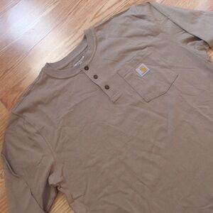 Carhartt Men's Tan Henley Pocket Long-Sleeve Shirt